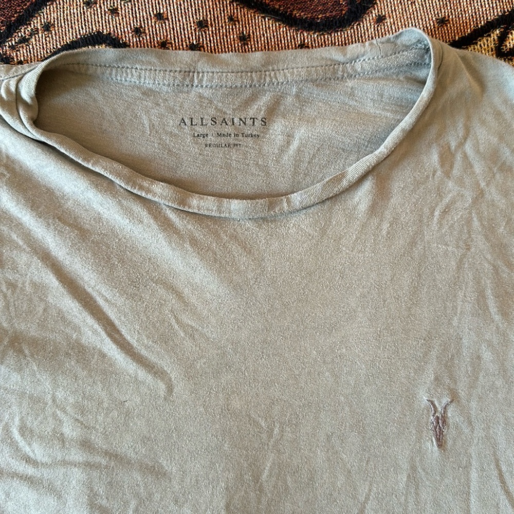 Hand-Distressed Green/Grey All Saints Tee